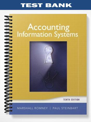 Test Bank for Accounting Information Systems 10th Edition by Romney - Tutor website